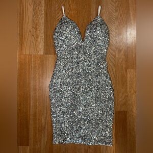 Silver Sequin Mini Dress